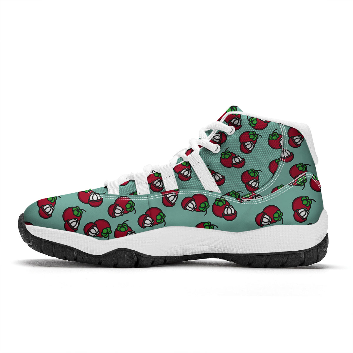 Mangosteen Print Pattern White Bball Shoes-grizzshop