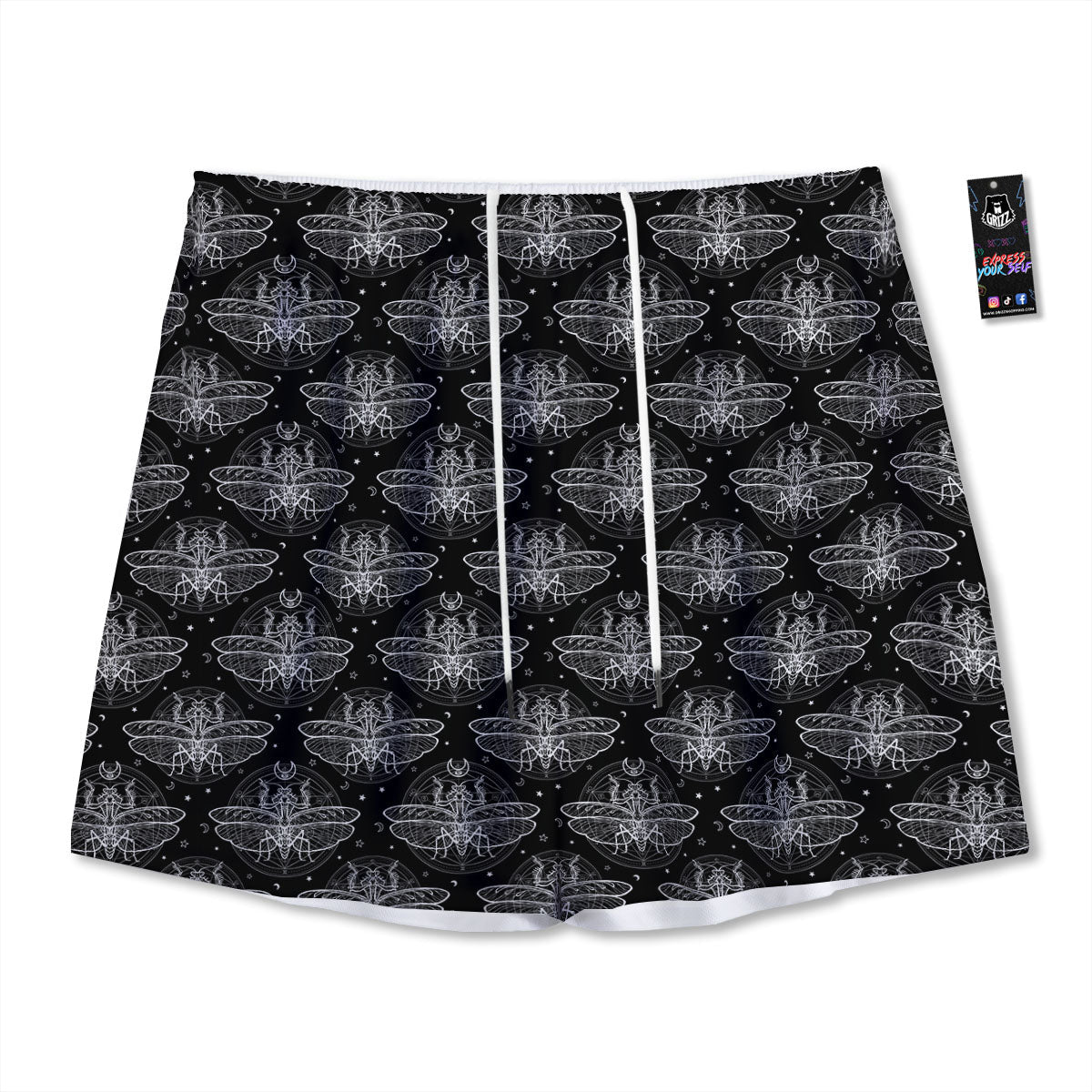 Mantis Animal Print Pattern Mesh Shorts-grizzshop