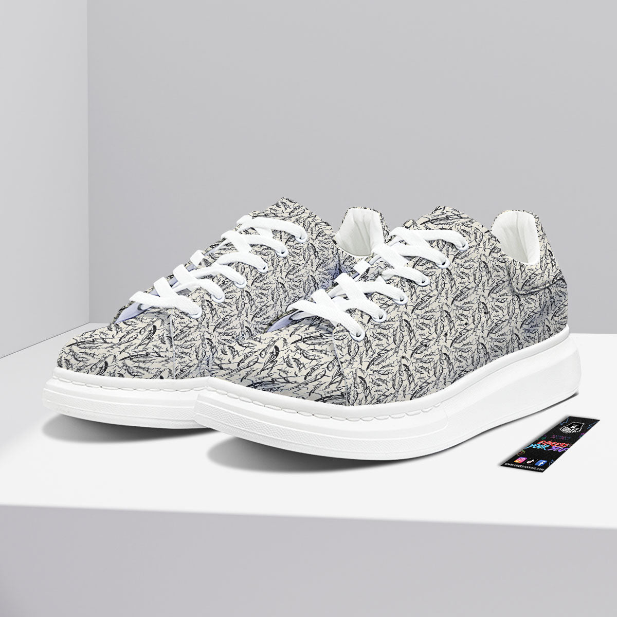Mantis Beige And Blue Print Pattern Platform Shoes-grizzshop