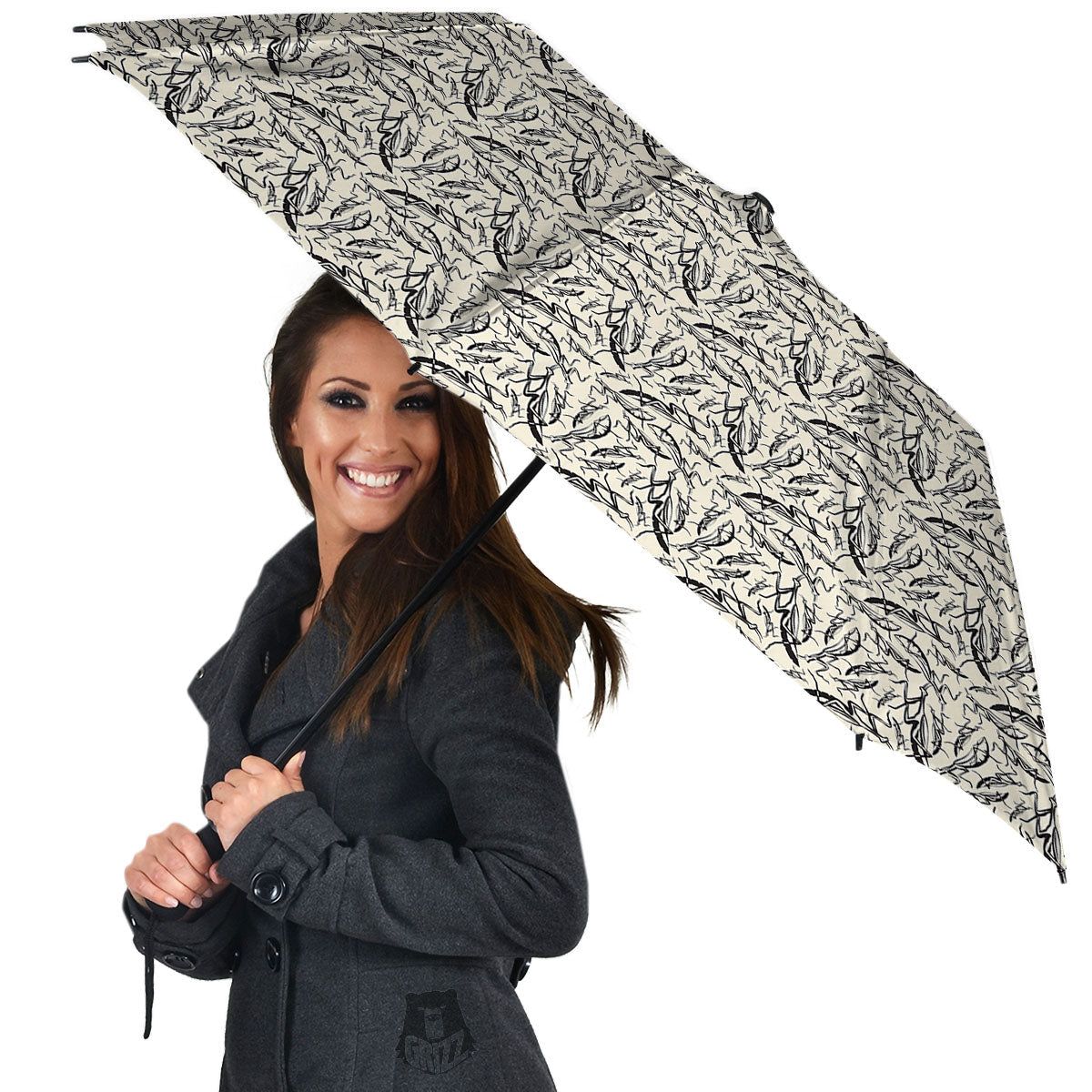 Mantis Beige And Blue Print Pattern Umbrella-grizzshop