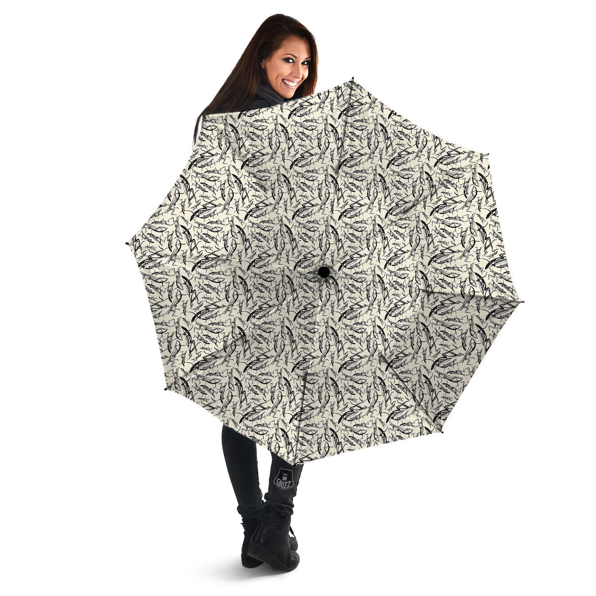 Mantis Beige And Blue Print Pattern Umbrella-grizzshop