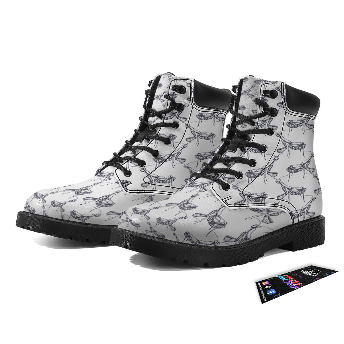 Mantis Hand Drawn Print Pattern Boots-grizzshop