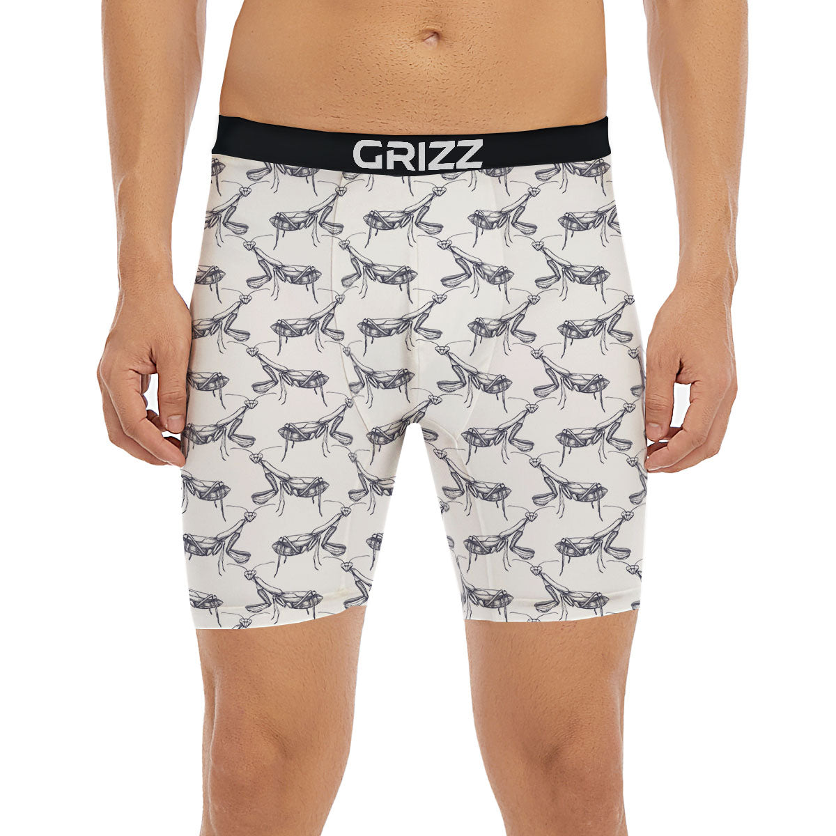 Mantis Hand Drawn Print Pattern Boxer Briefs-grizzshop
