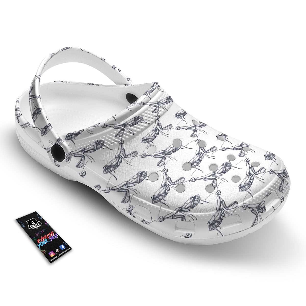 Mantis Hand Drawn Print Pattern Clog-grizzshop