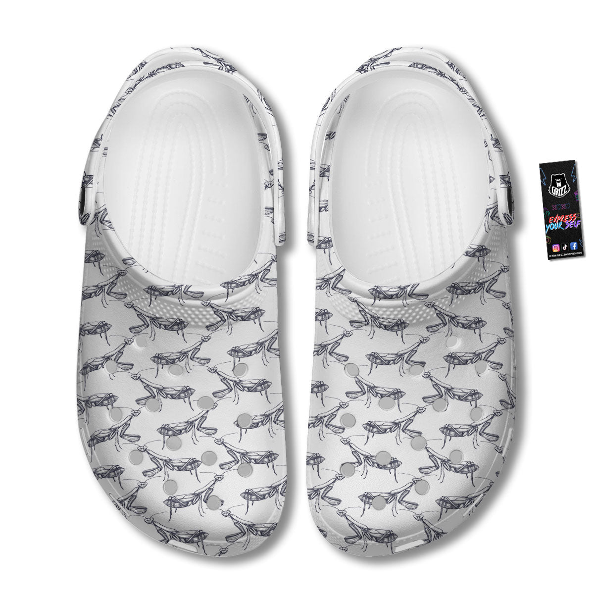 Mantis Hand Drawn Print Pattern Clog-grizzshop