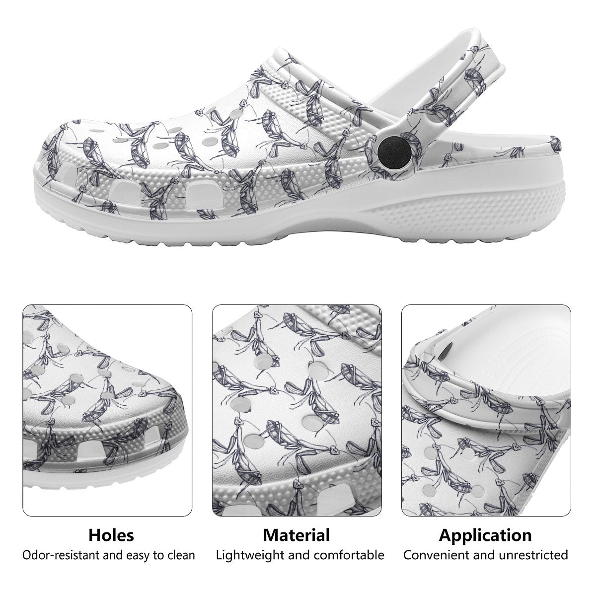 Mantis Hand Drawn Print Pattern Clog-grizzshop