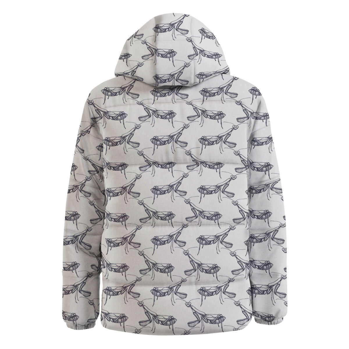 Mantis Hand Drawn Print Pattern Down Jacket-grizzshop