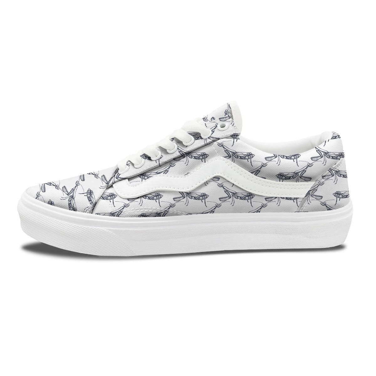 Mantis Hand Drawn Print Pattern Skate Shoes-grizzshop