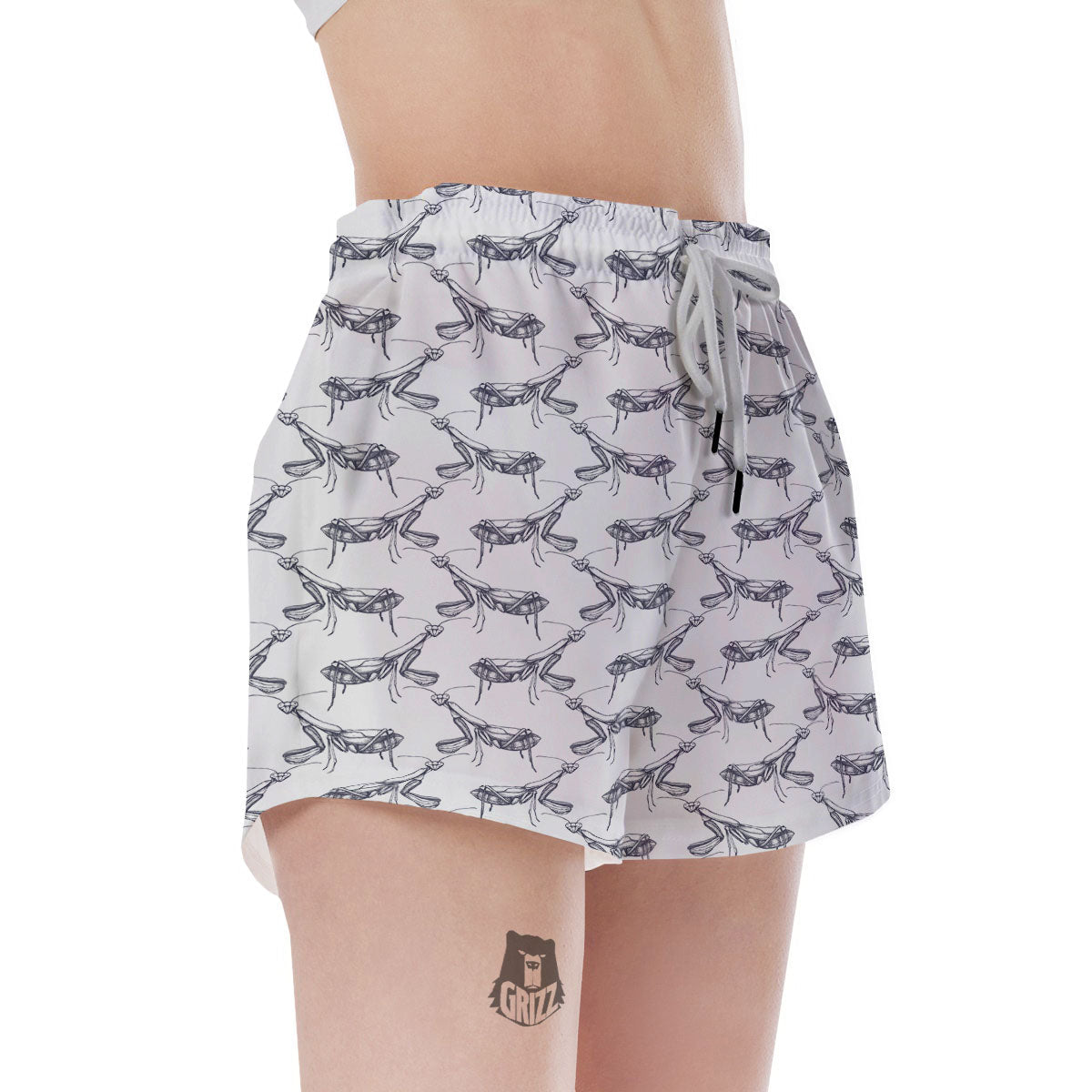 Mantis Hand Drawn Print Pattern Women's Shorts-grizzshop