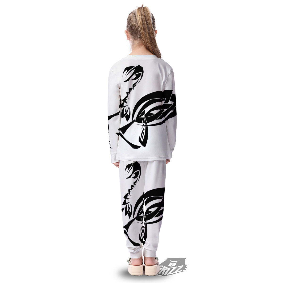 Mantis Spirit White And Black Print Kid's Pajamas-grizzshop