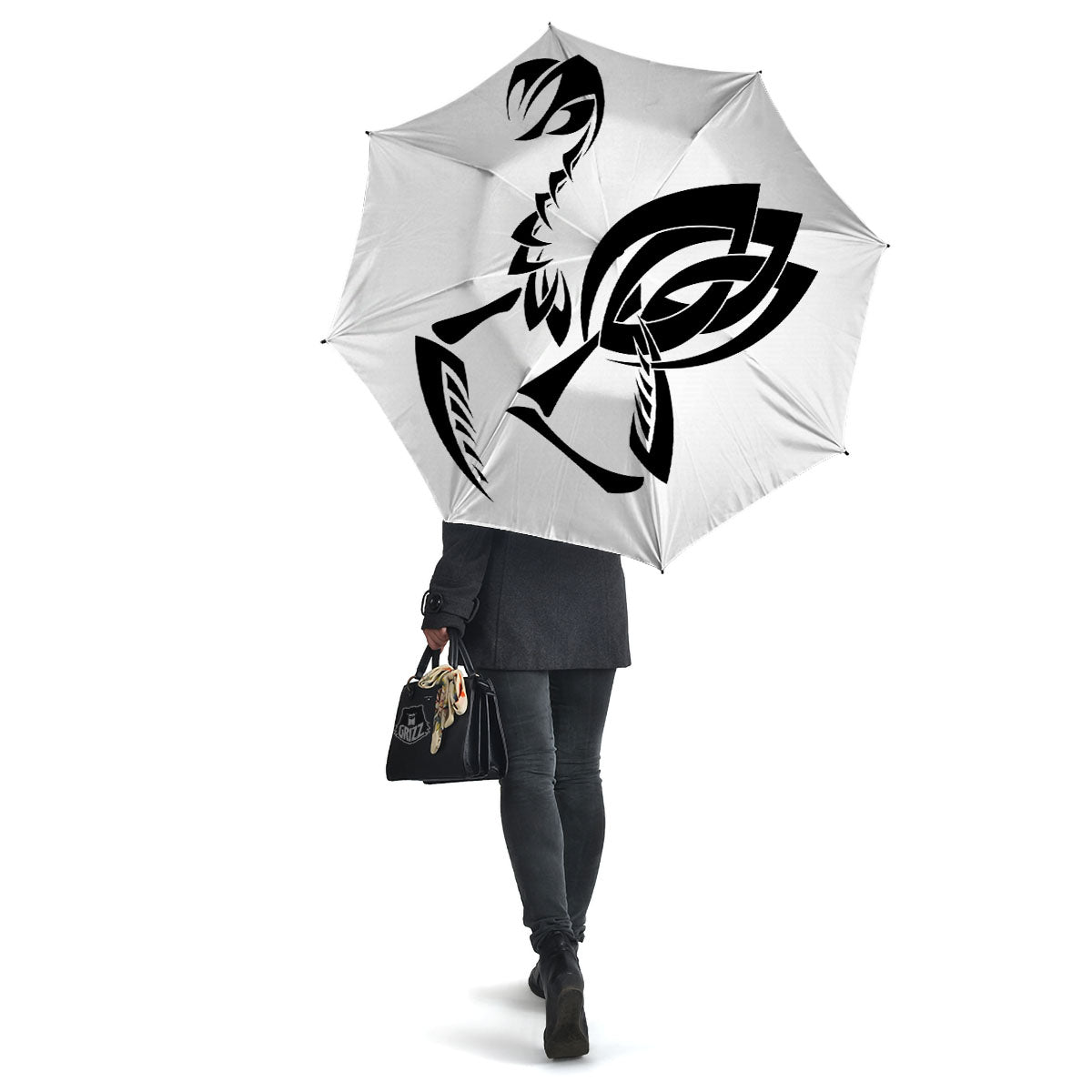 Mantis Spirit White And Black Print Umbrella-grizzshop