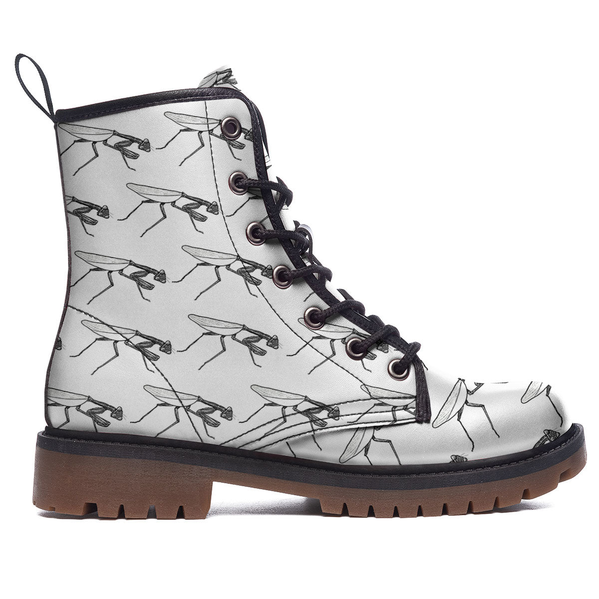 Mantis White And Black Print Pattern Work Boots-grizzshop