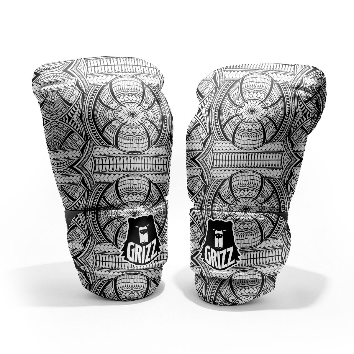 Maori Polynesian White And Black Print Pro Boxing Glove