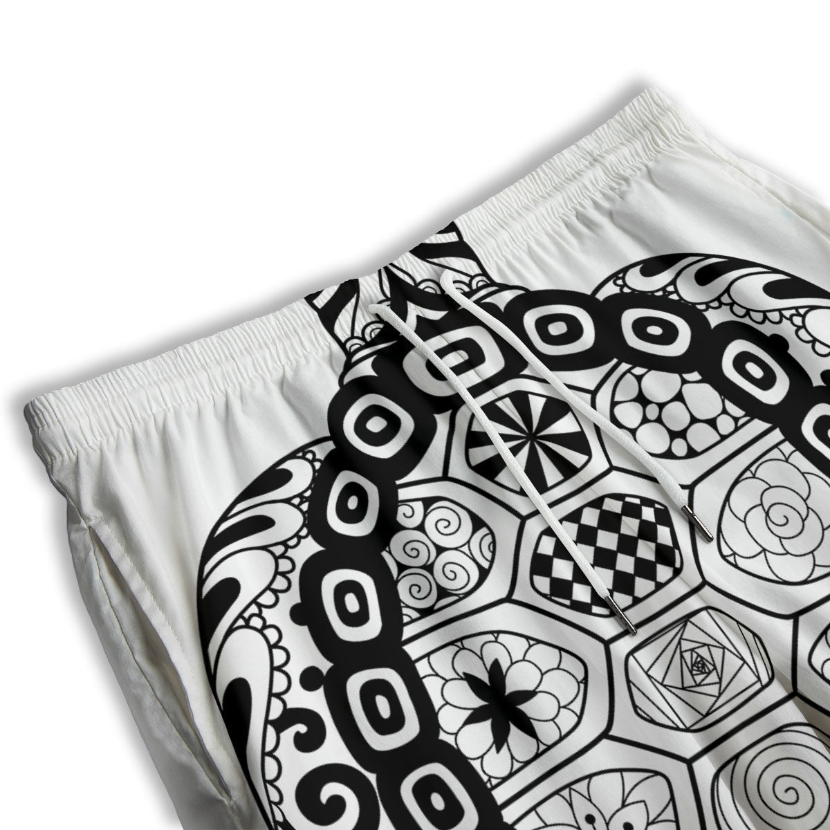 Maori Sea Turtle White And Black Print Men's Athletic Shorts