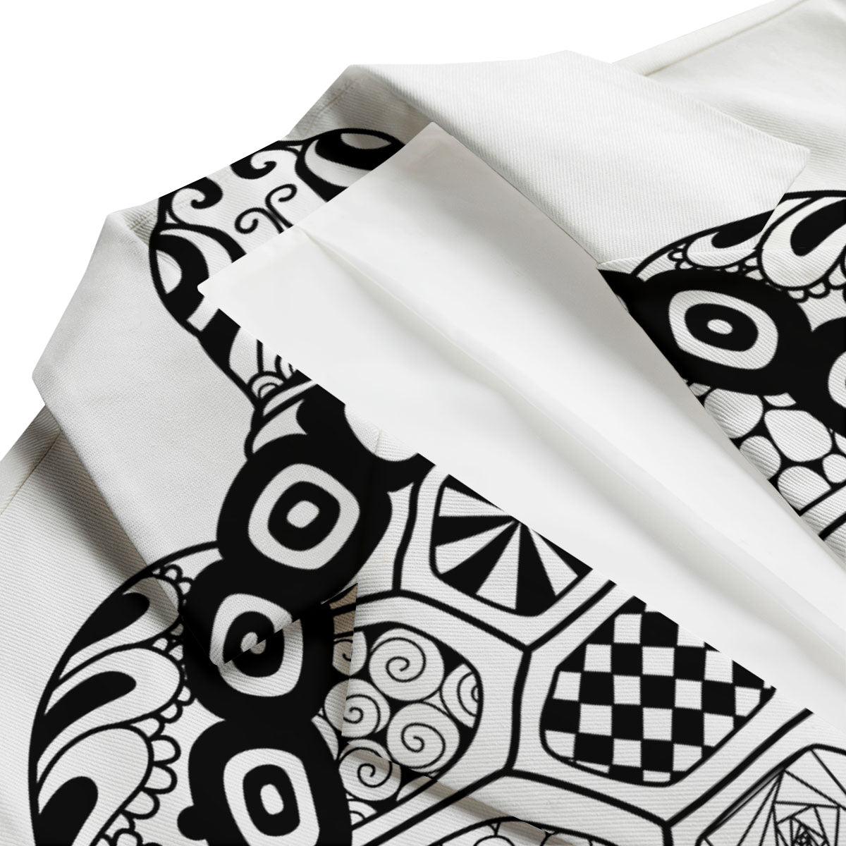Maori Sea Turtle White And Black Print Men's Blazer-grizzshop
