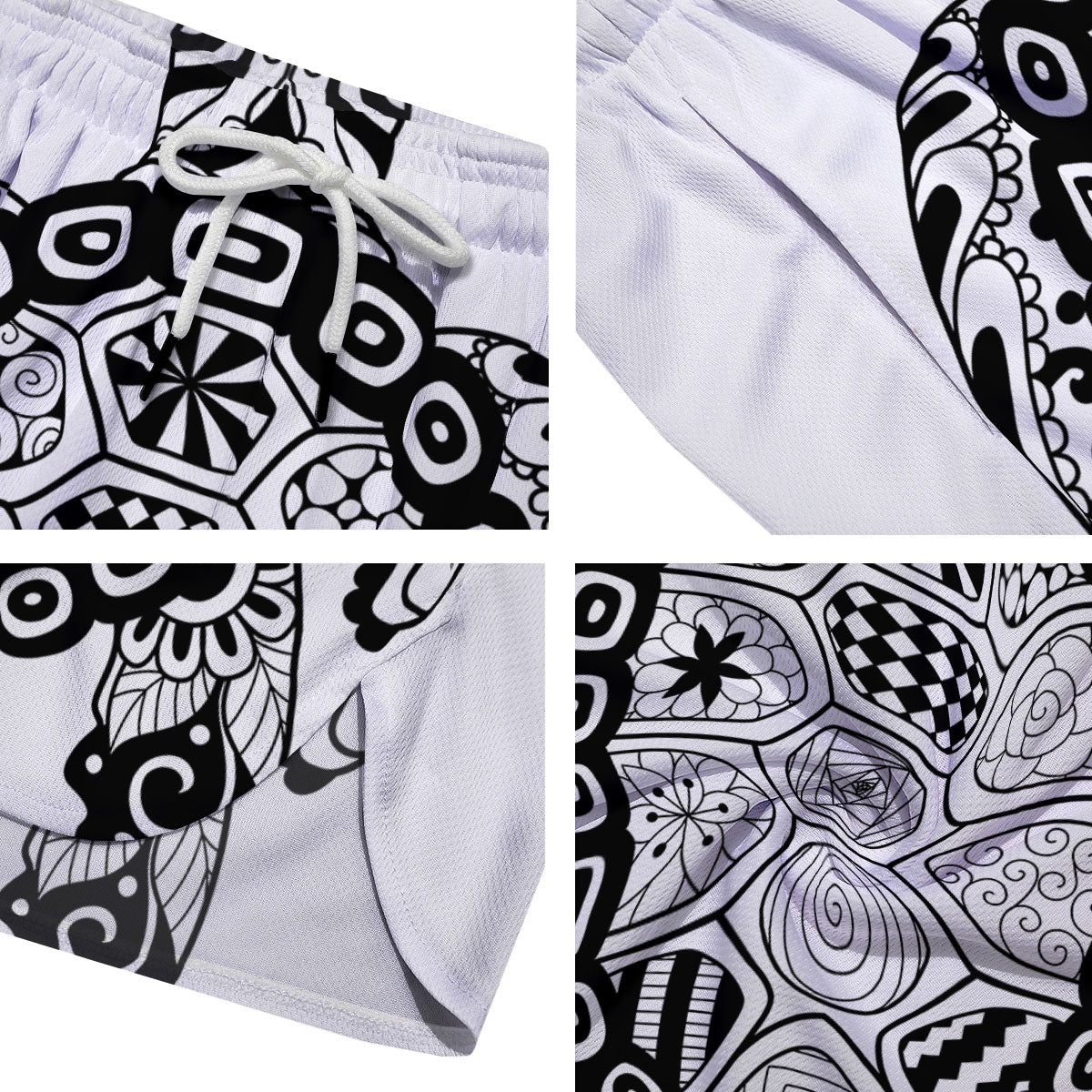 Maori Sea Turtle White And Black Print Men's Running Shorts-grizzshop