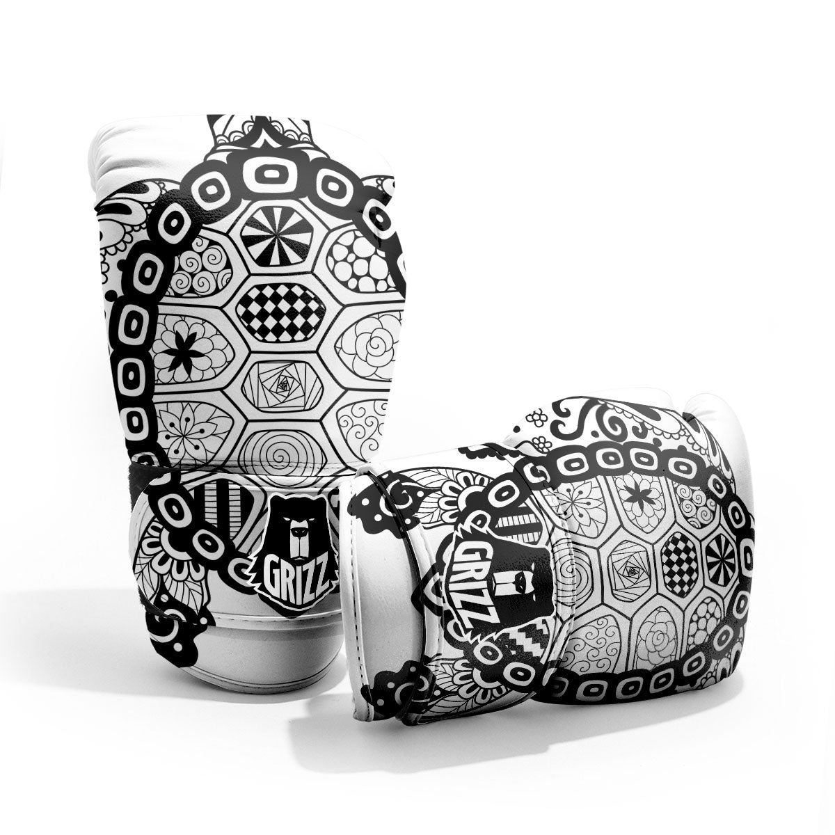 Maori Sea Turtle White And Black Print Pro Boxing Glove