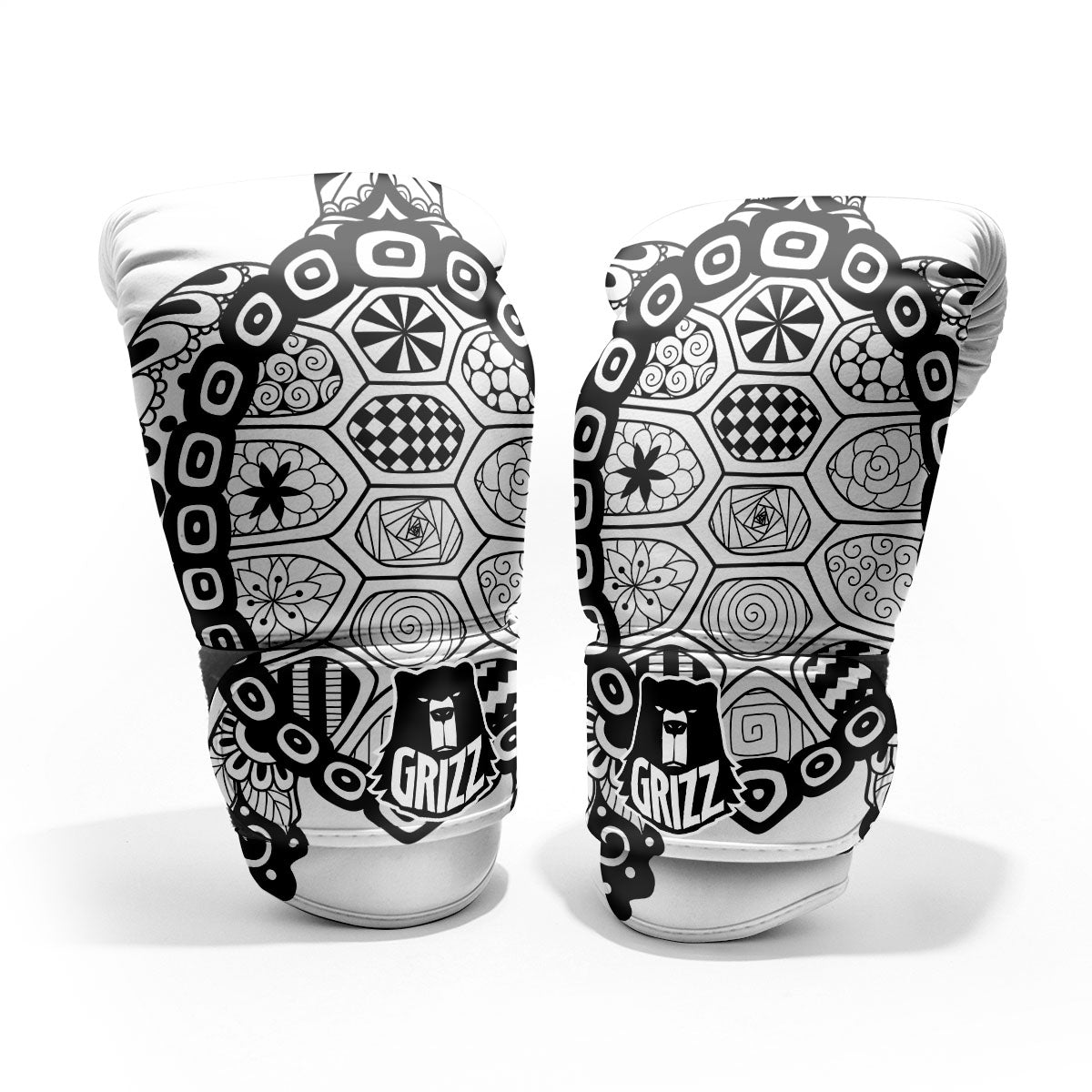 Maori Sea Turtle White And Black Print Pro Boxing Glove