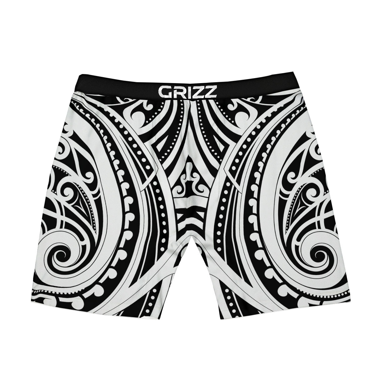 Maori Tattoo White And Black Print Boxer Briefs-grizzshop