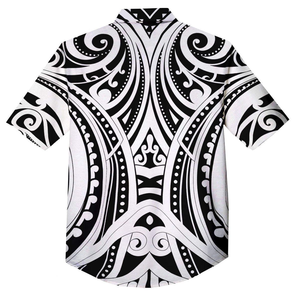 Maori Tattoo White And Black Print Button Up Shirt-grizzshop