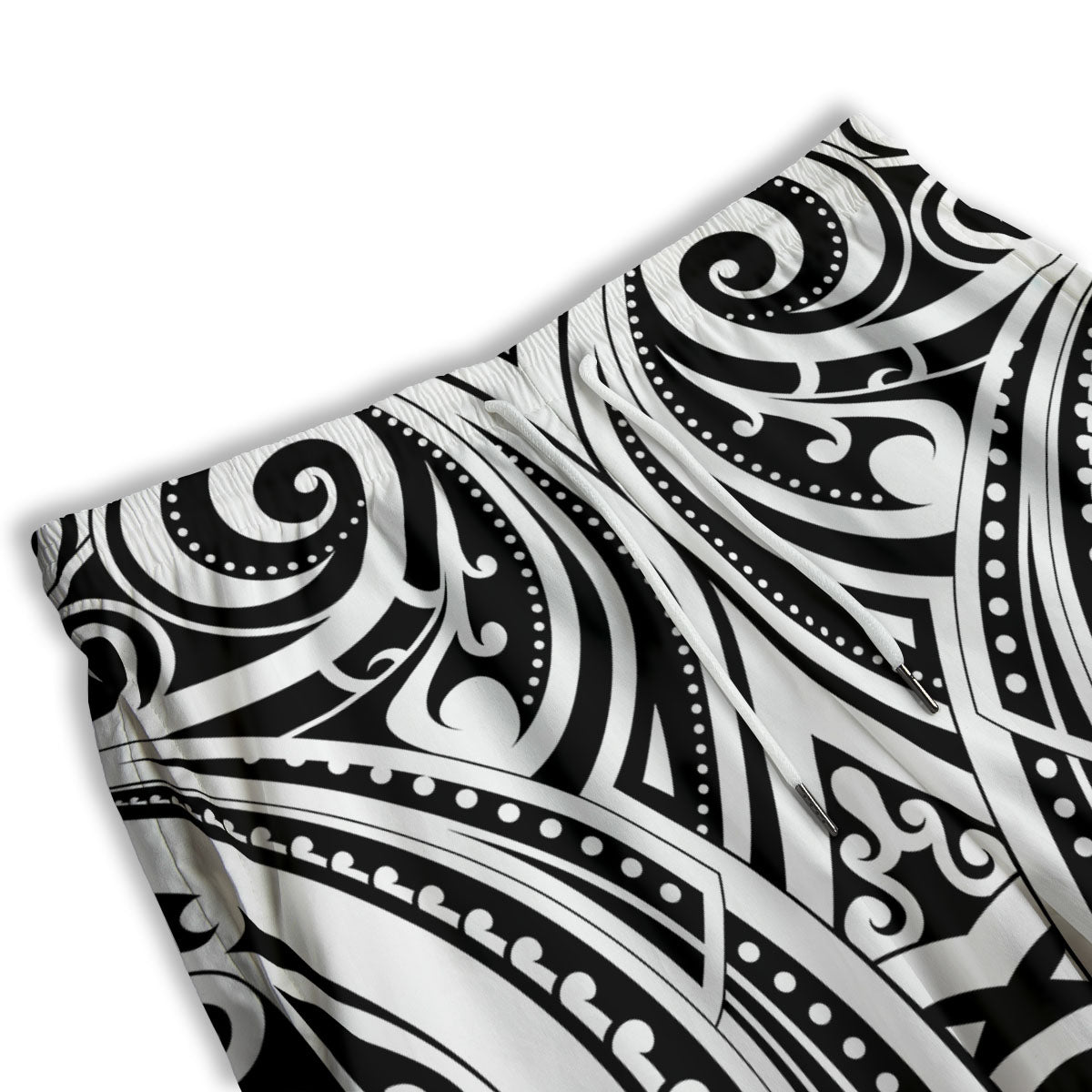 Maori Tattoo White And Black Print Men's Athletic Shorts