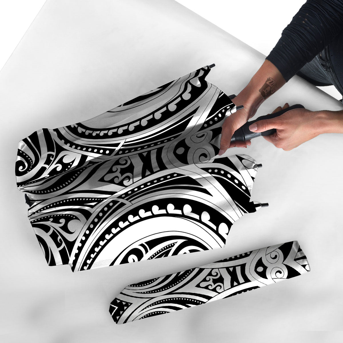 Maori Tattoo White And Black Print Umbrella-grizzshop