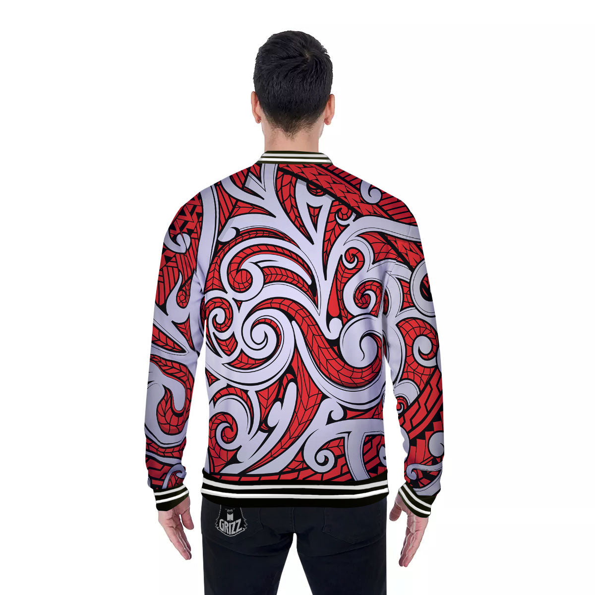 Maori Tribal Polynesian Kowhaiwhai Print Baseball Jacket-grizzshop