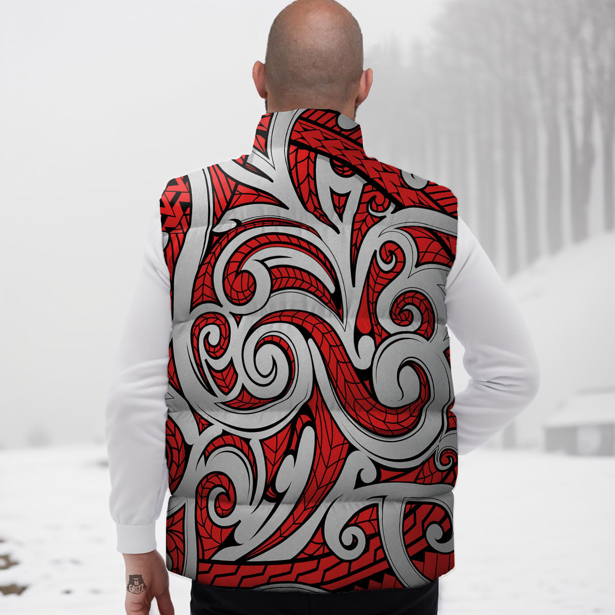 Maori Tribal Polynesian Kowhaiwhai Print Down Vest