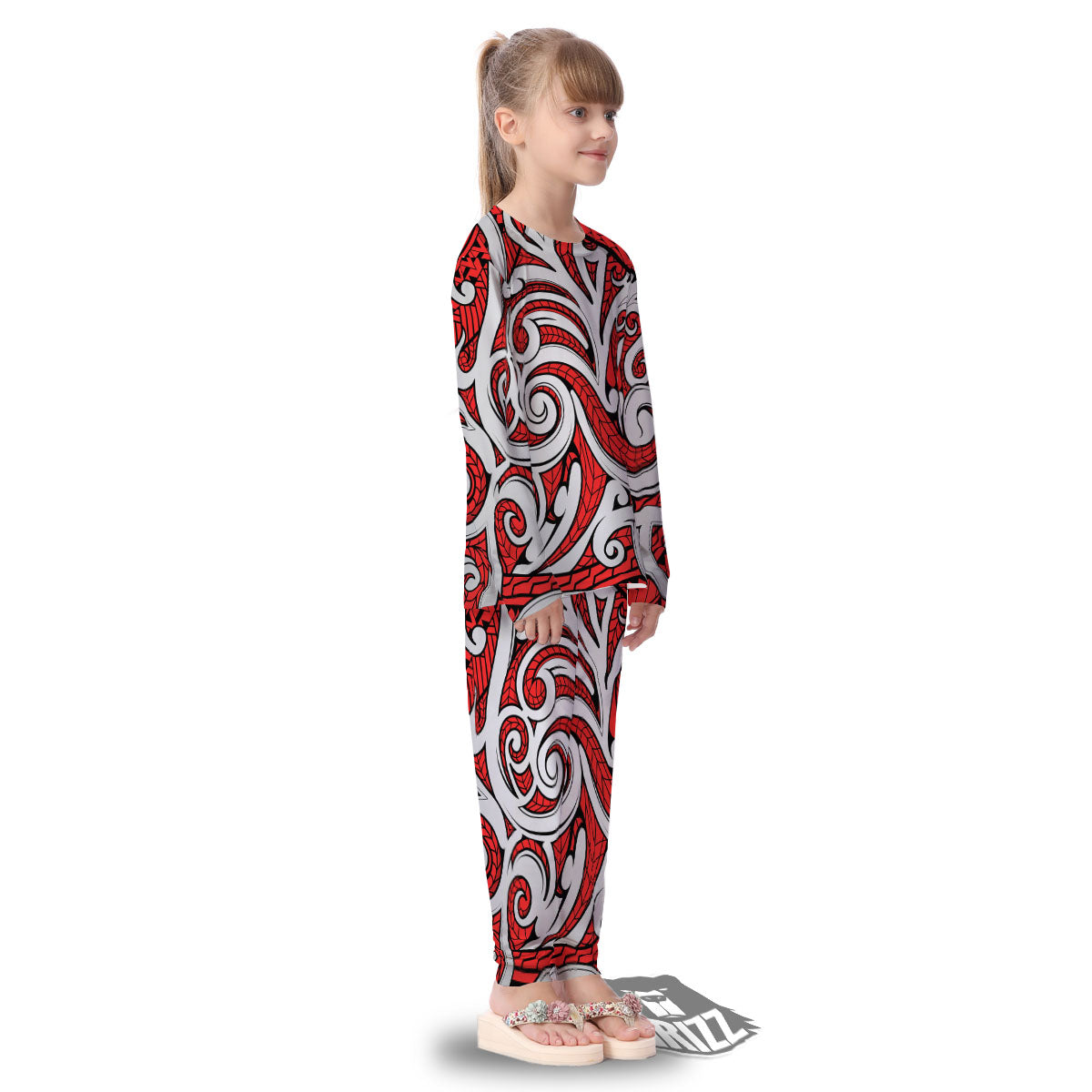 Maori Tribal Polynesian Kowhaiwhai Print Kid's Pajamas-grizzshop