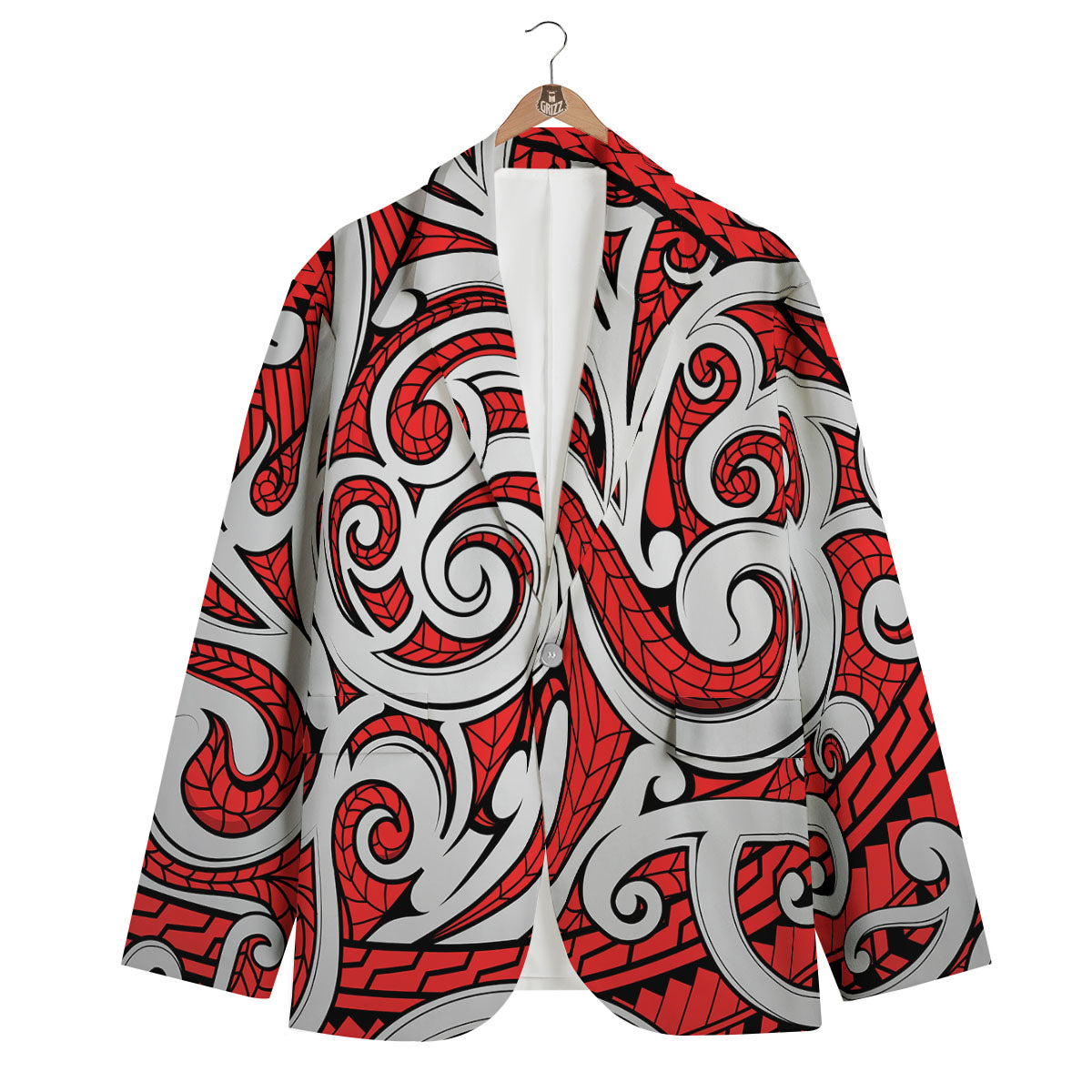 Maori Tribal Polynesian Kowhaiwhai Print Men's Blazer-grizzshop