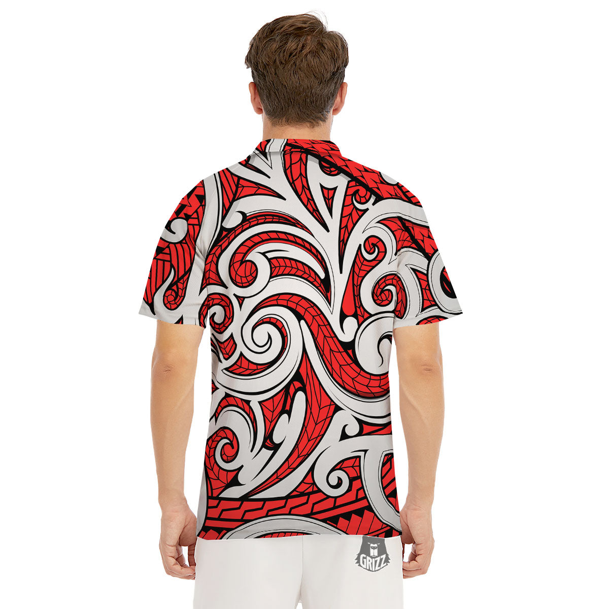 Maori Tribal Polynesian Kowhaiwhai Print Men's Golf Shirts-grizzshop