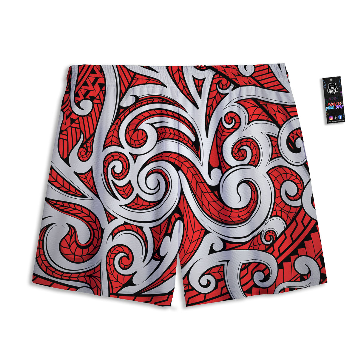 Maori Tribal Polynesian Kowhaiwhai Print Mesh Shorts