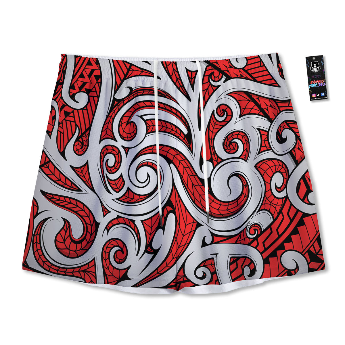 Maori Tribal Polynesian Kowhaiwhai Print Mesh Shorts