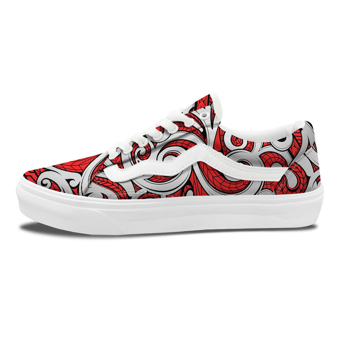 Maori Tribal Polynesian Kowhaiwhai Print Skate Shoes-grizzshop