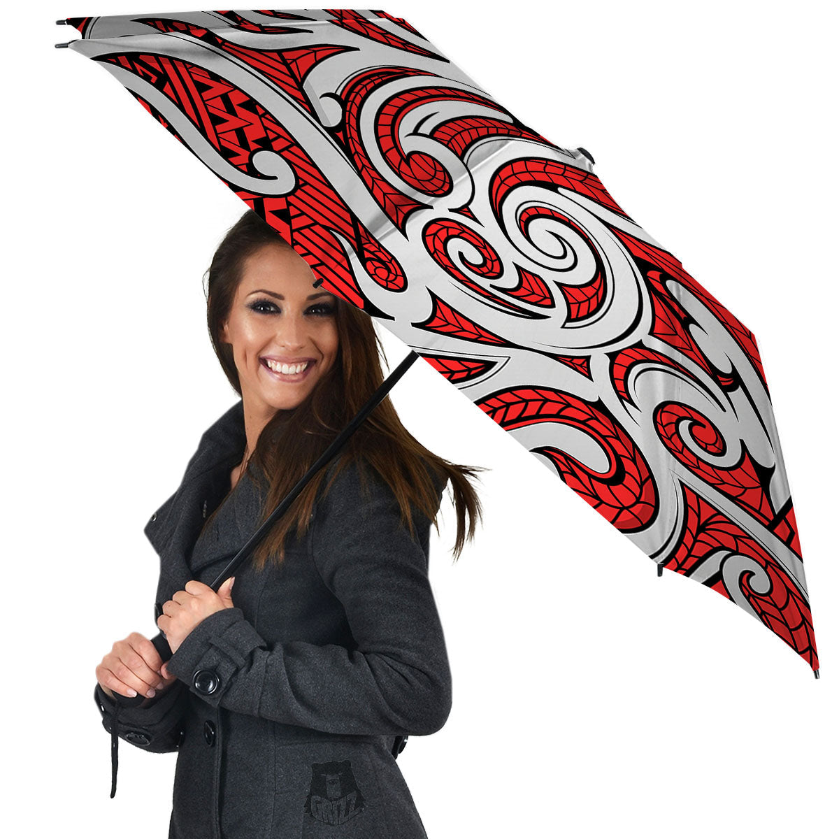 Maori Tribal Polynesian Kowhaiwhai Print Umbrella-grizzshop