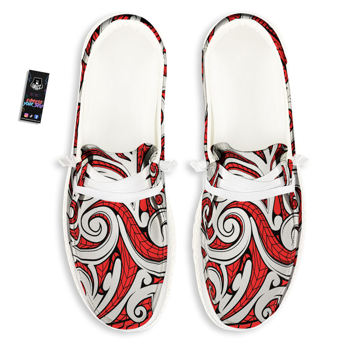 Maori Tribal Polynesian Kowhaiwhai Print White Loafers-grizzshop