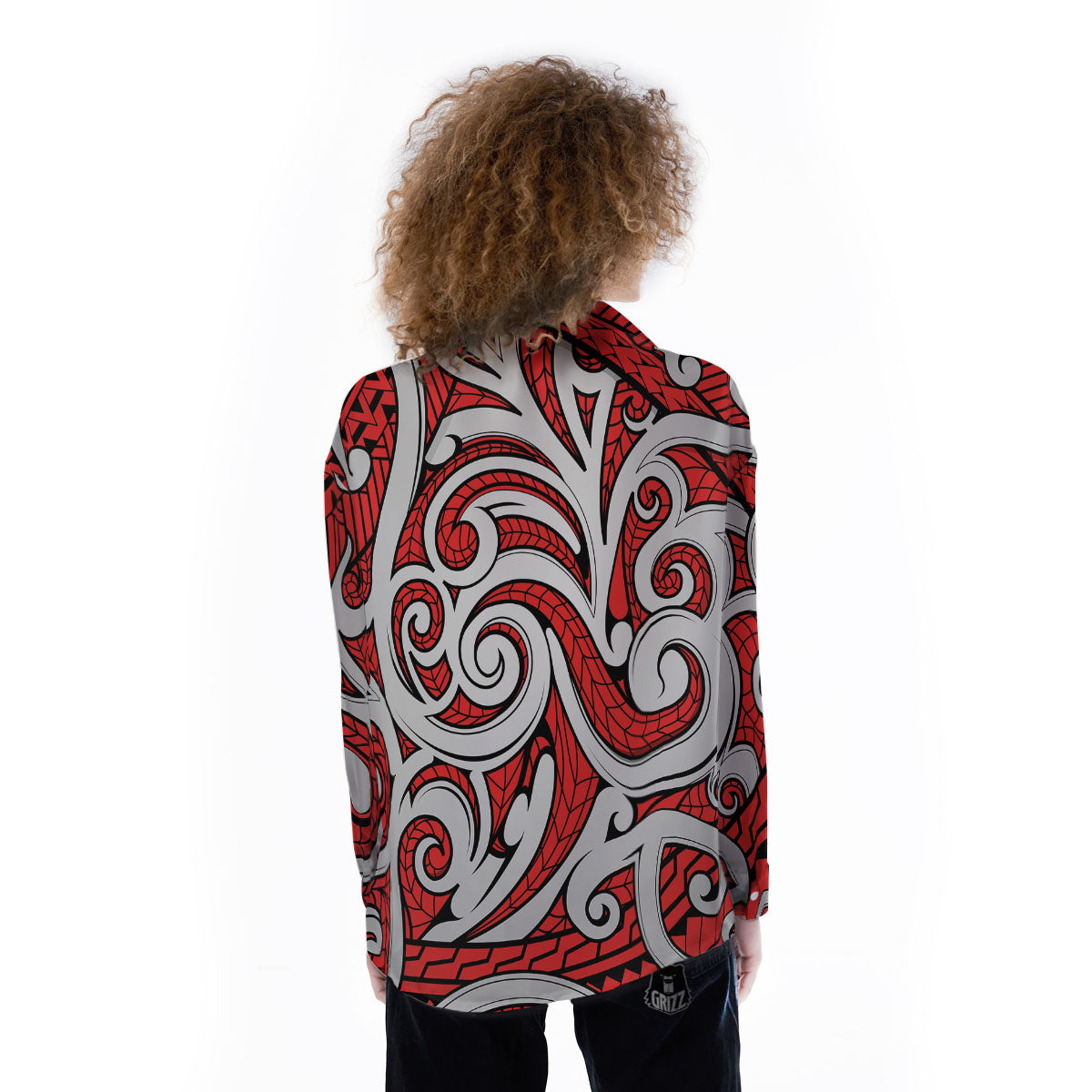 Maori Tribal Polynesian Kowhaiwhai Print Women's Long Sleeve Shirts-grizzshop