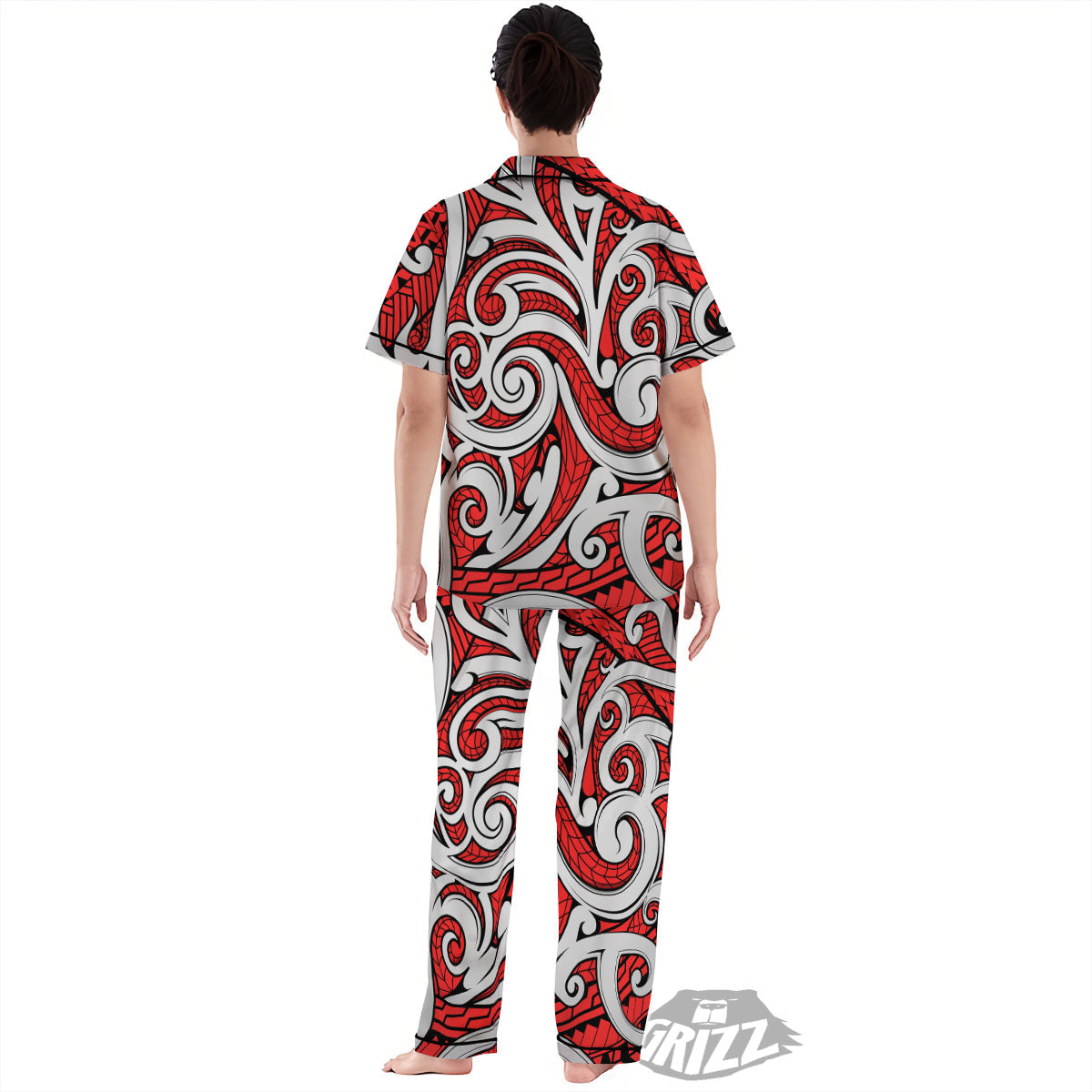 Maori Tribal Polynesian Kowhaiwhai Print Women's Pajamas Set-grizzshop