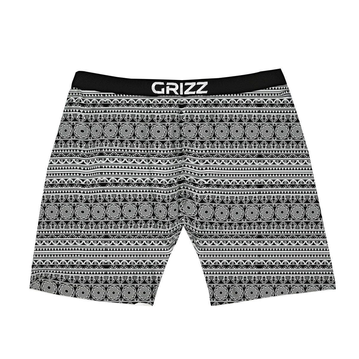 Maori Tribal White And Black Print Boxer Briefs-grizzshop