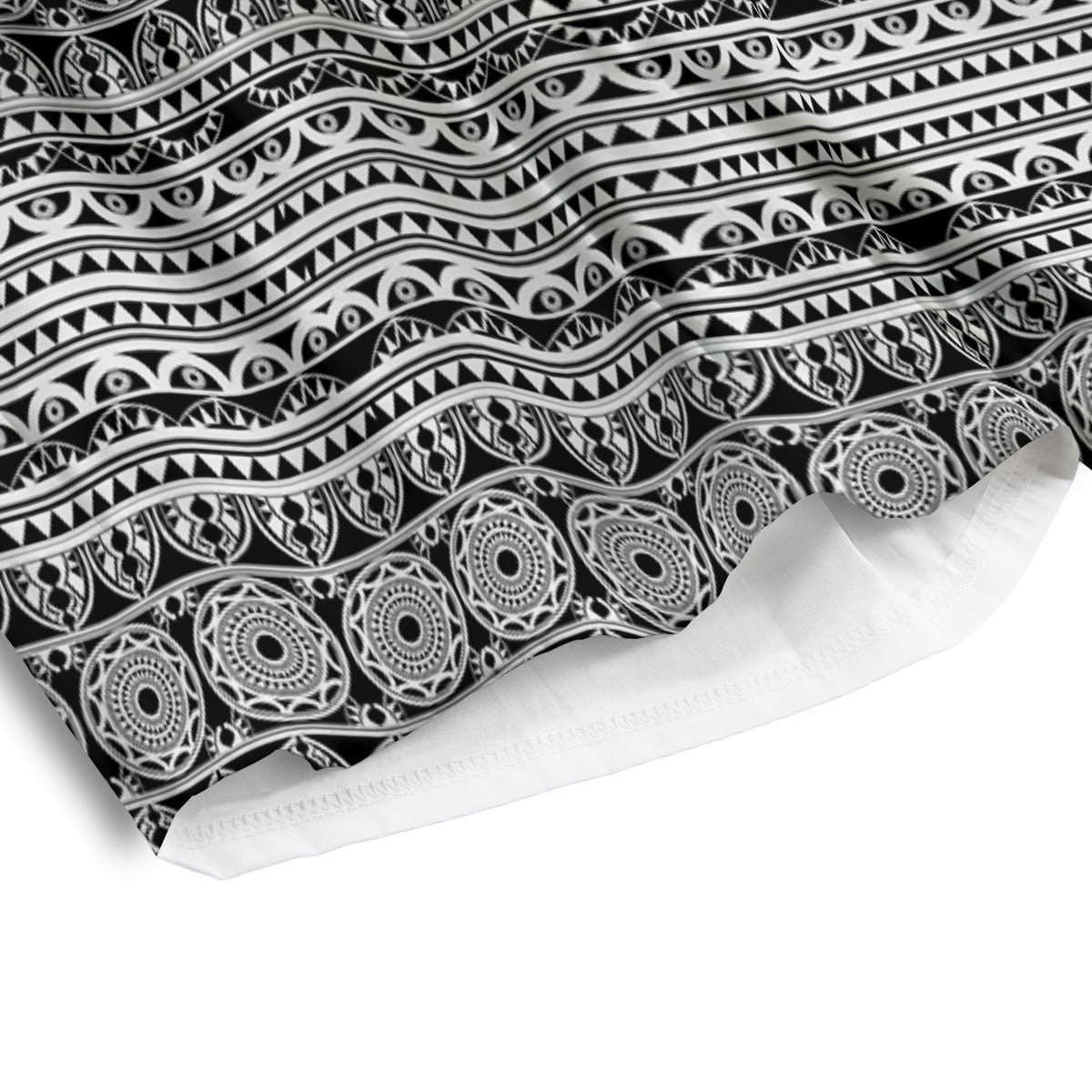 Maori Tribal White And Black Print Men's Athletic Shorts