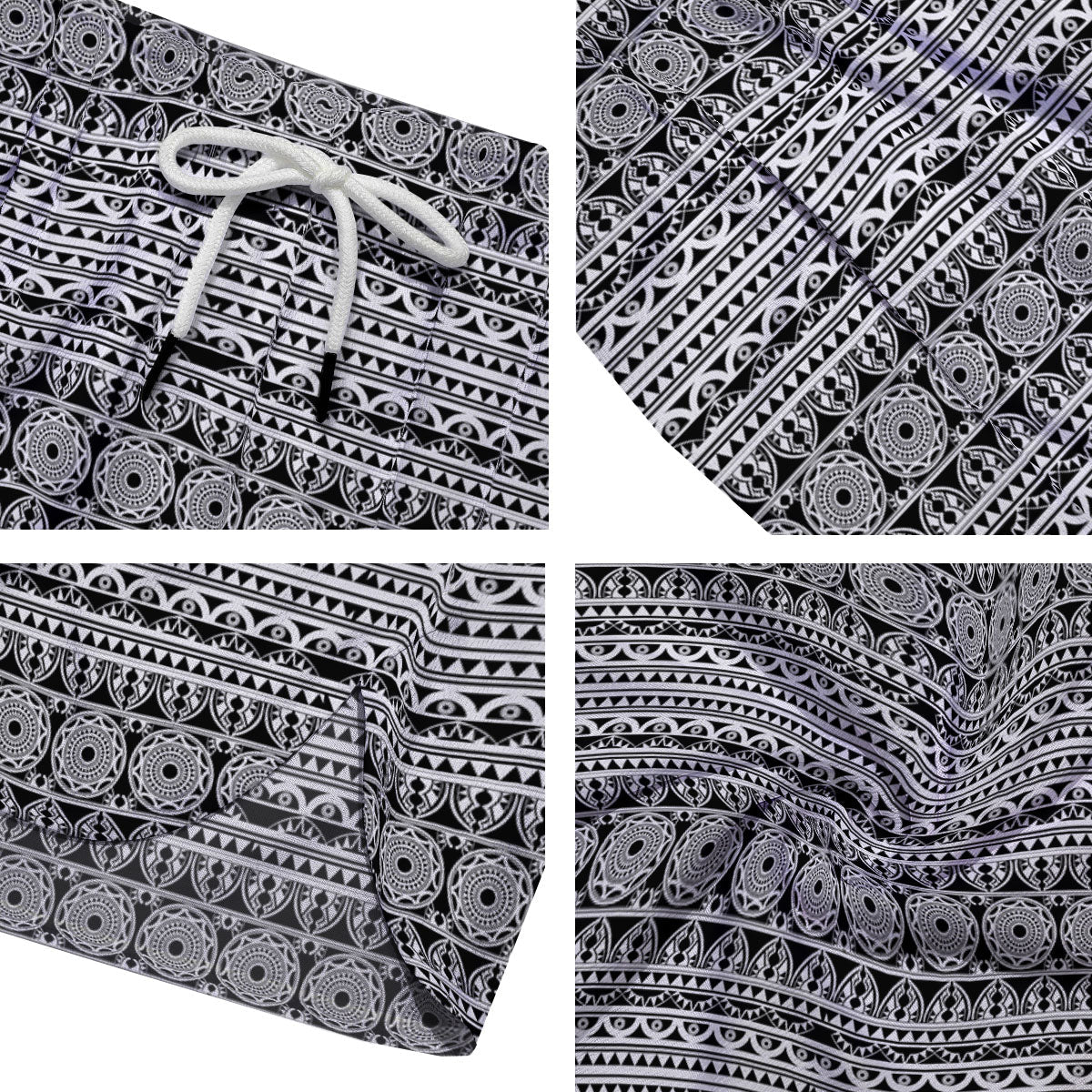 Maori Tribal White And Black Print Men's Running Shorts-grizzshop