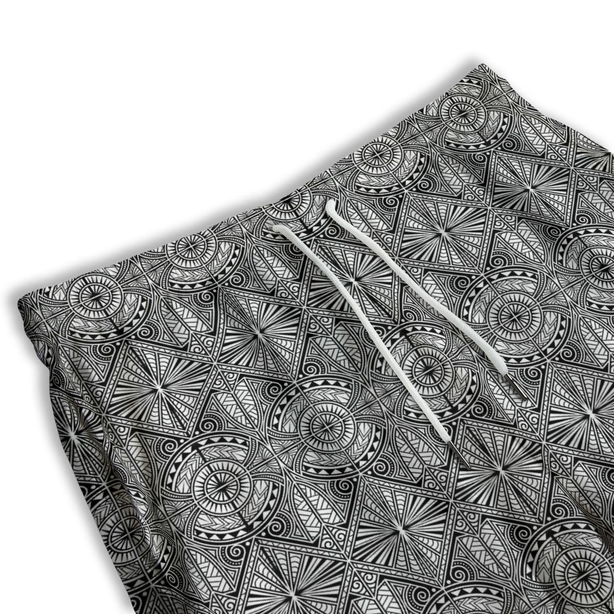 Maori White And Black Print Pattern Men's Athletic Shorts