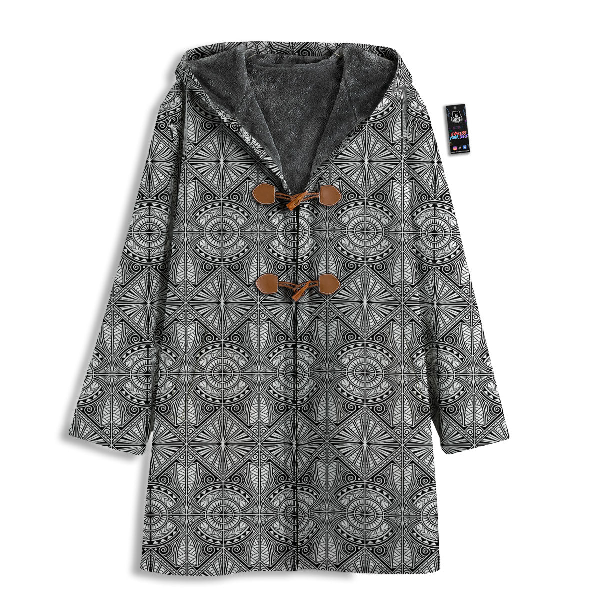 Maori White And Black Print Pattern Men's Windbreaker Jacket-grizzshop