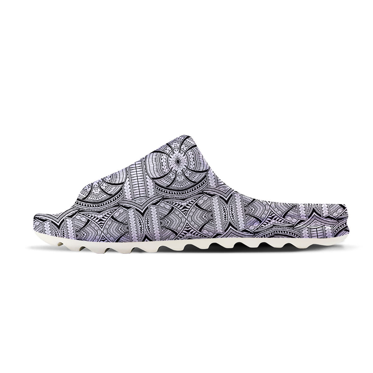Maori Polynesian White And Black Print Sandals-grizzshop