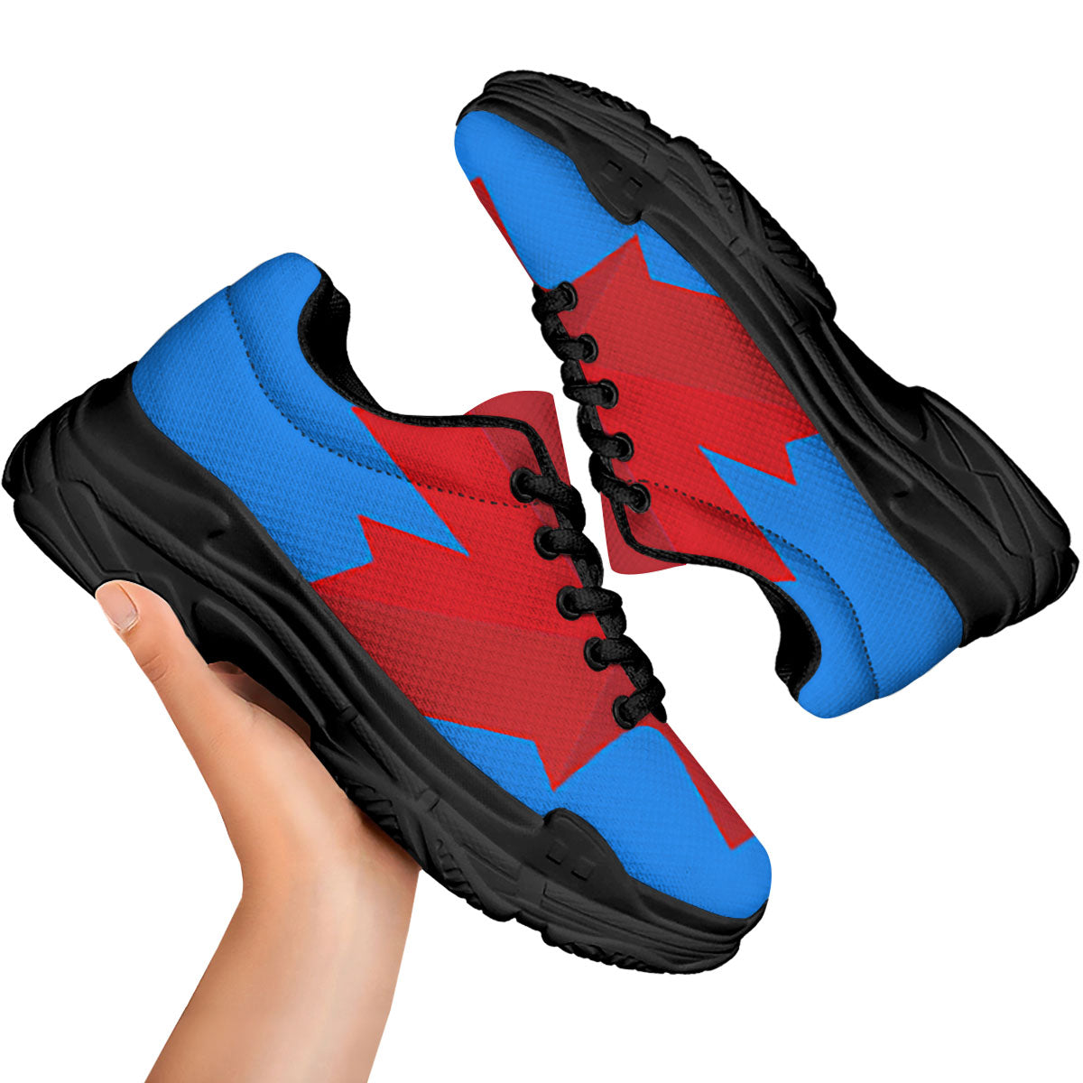 Maple Leaf Autumn Print Black Chunky Shoes-grizzshop