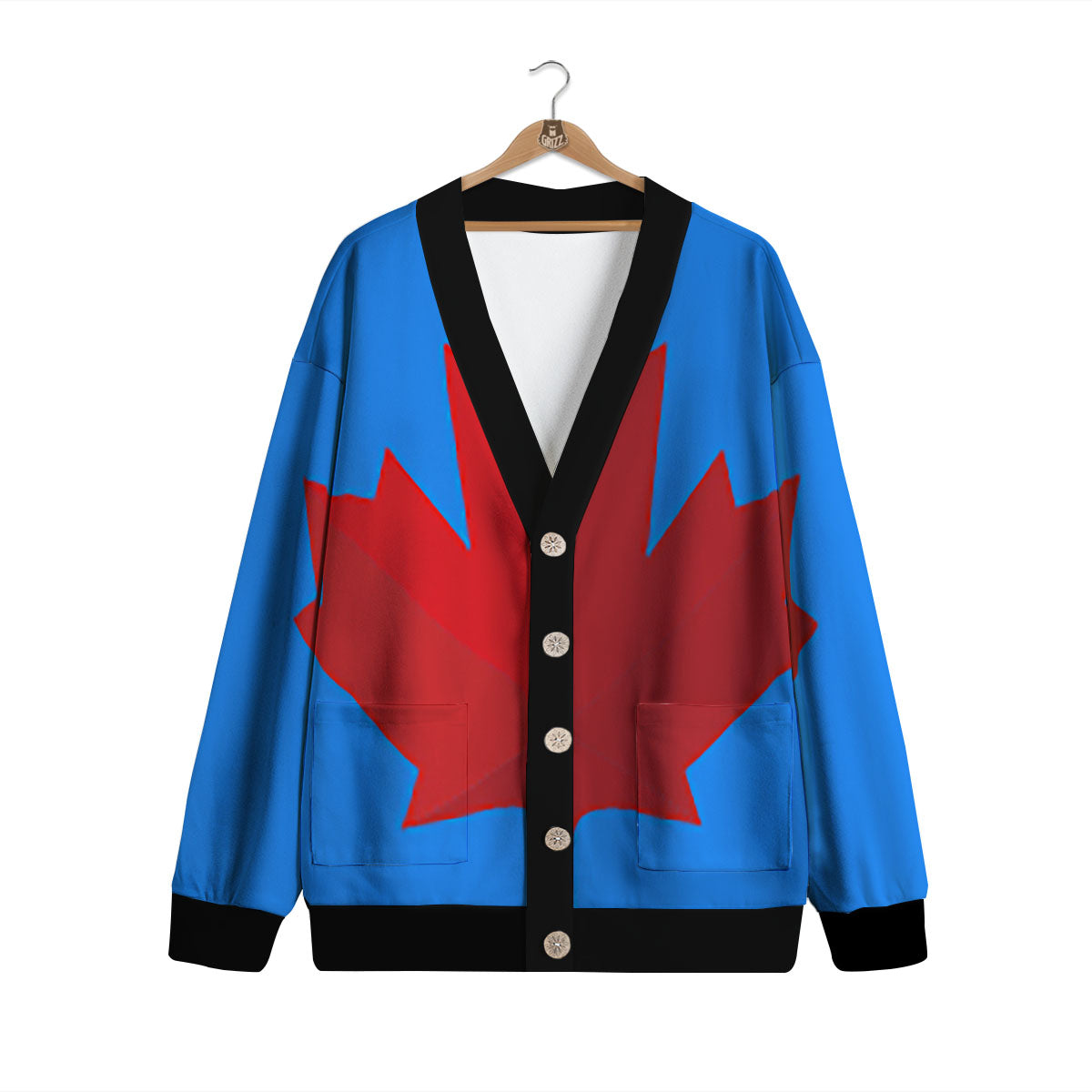 Maple Leaf Autumn Print Cardigan-grizzshop