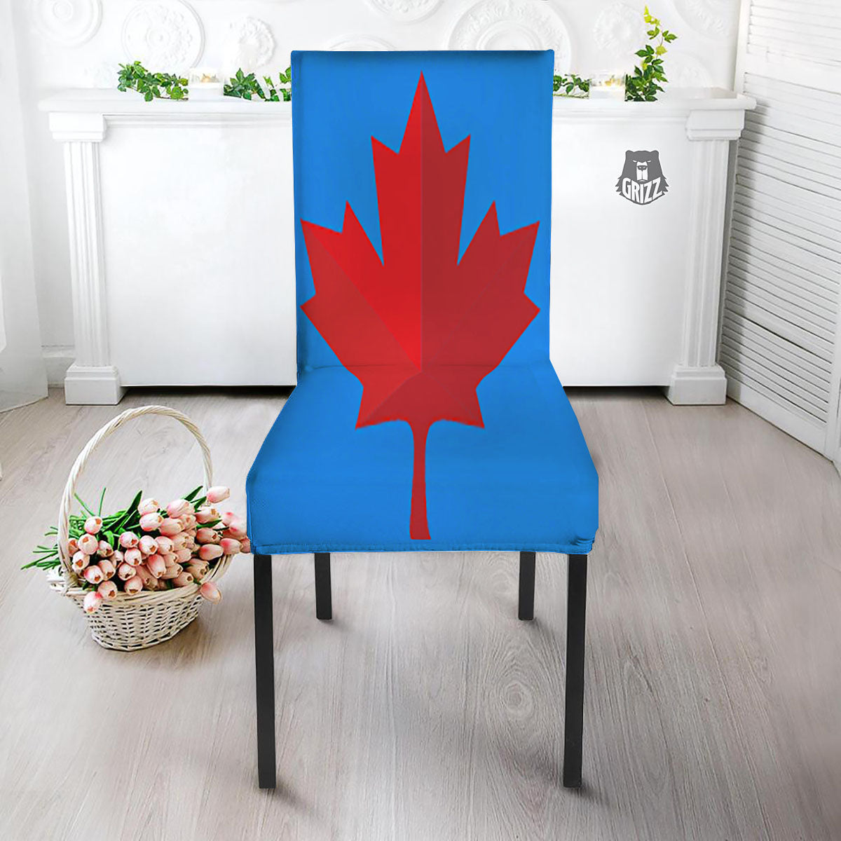 Maple Leaf Autumn Print Dining Chair Slipcover-grizzshop