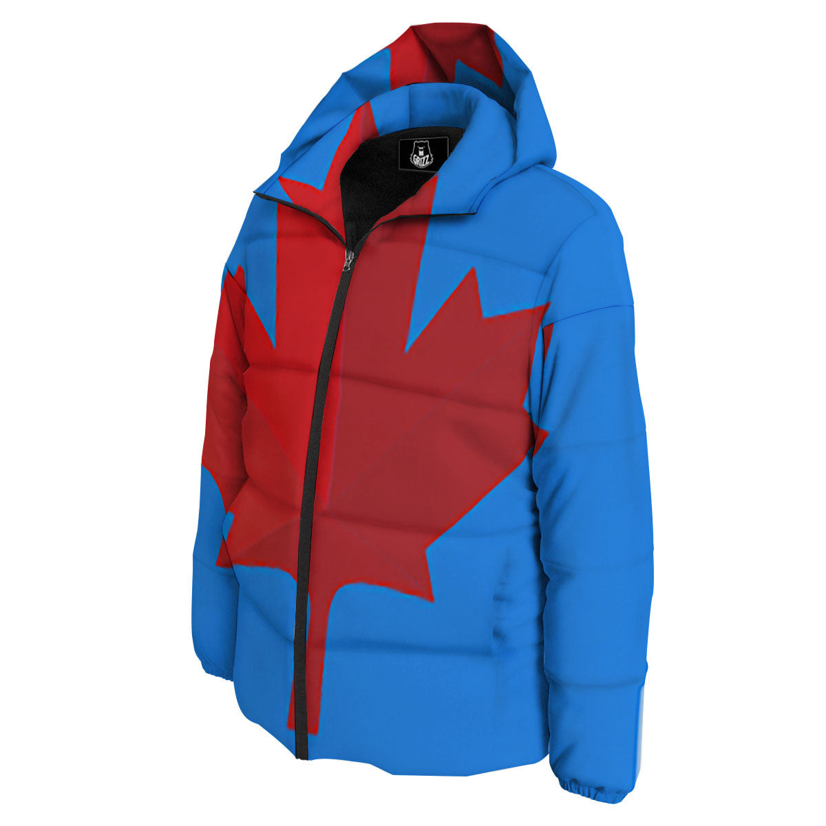 Maple Leaf Autumn Print Down Jacket-grizzshop