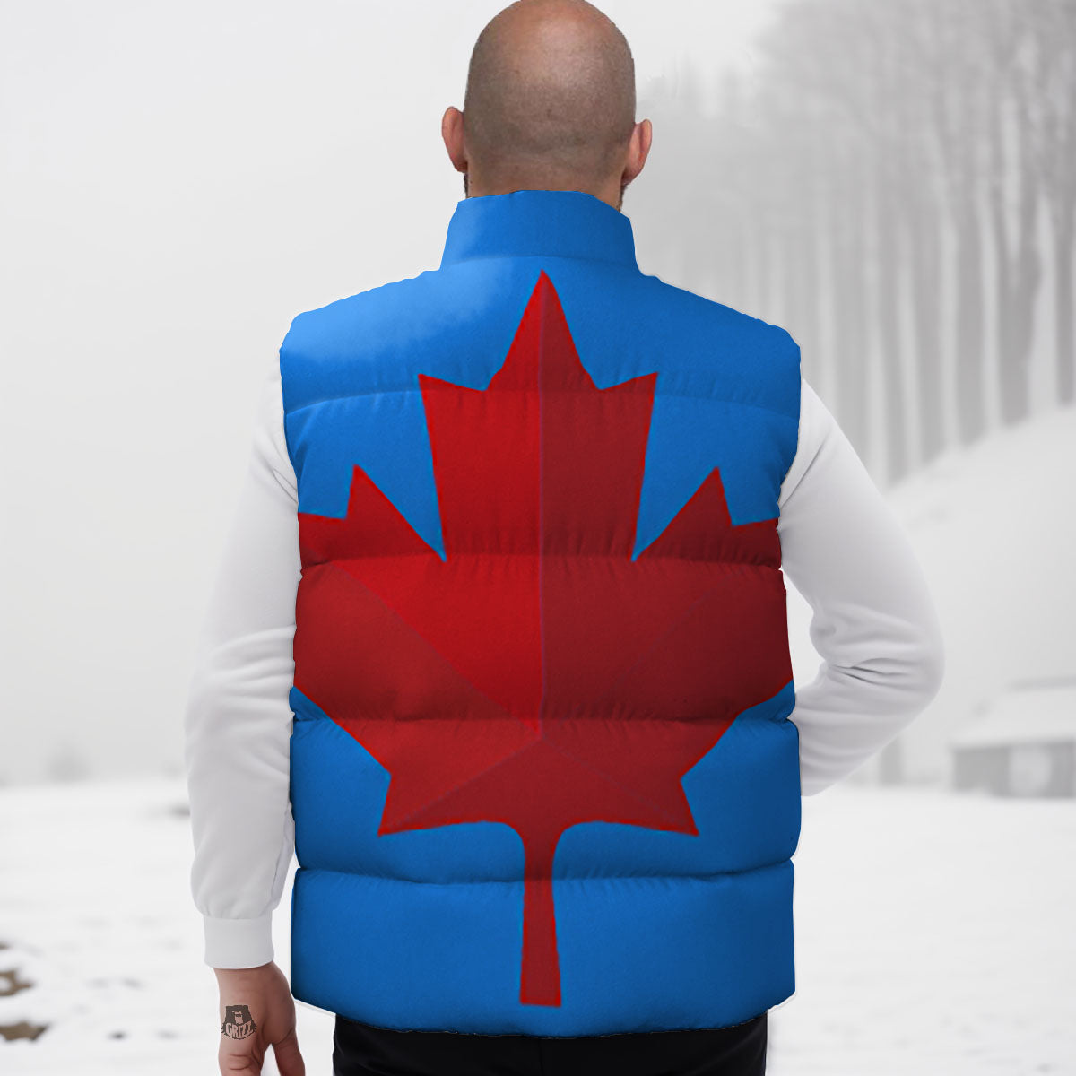 Maple Leaf Autumn Print Down Vest