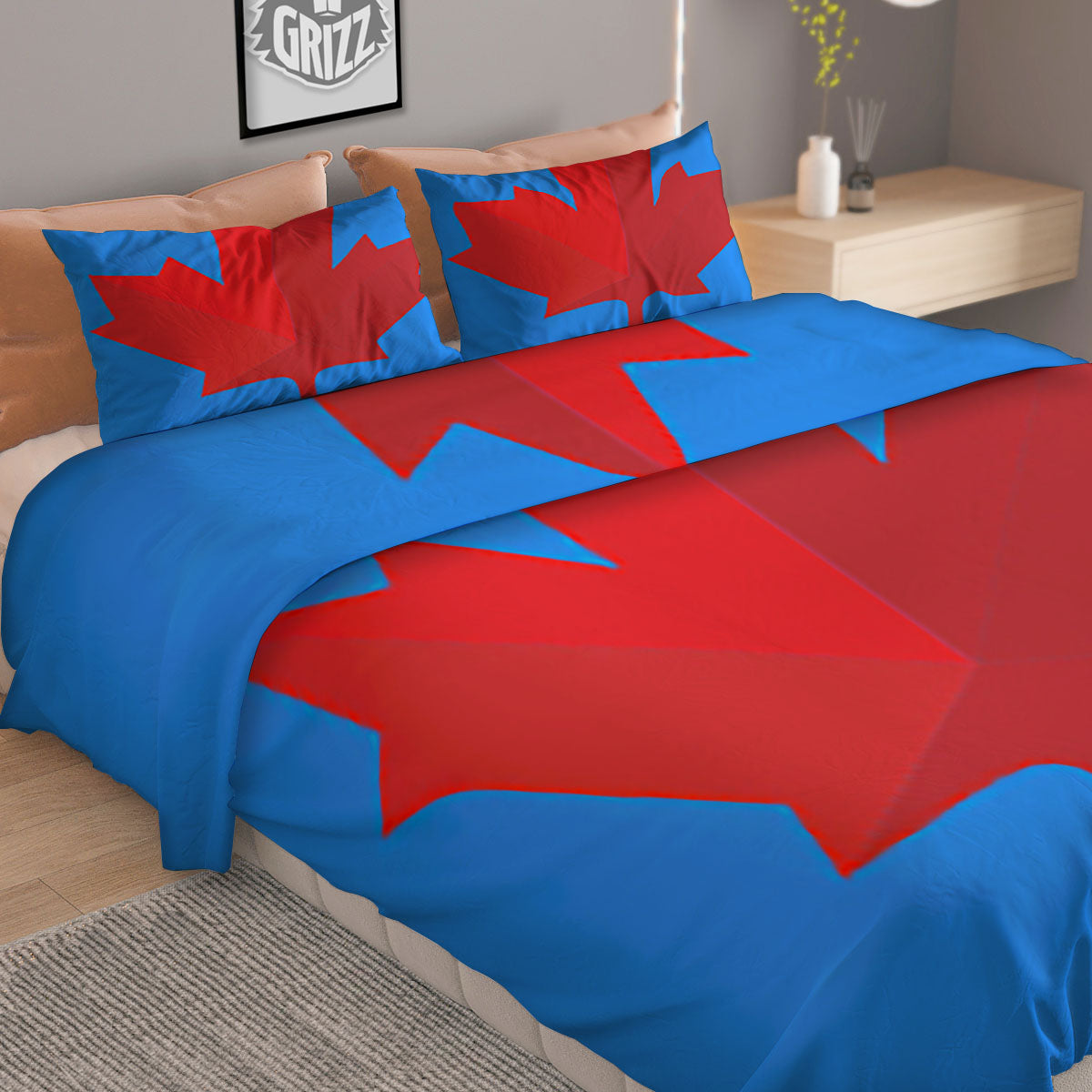 Maple Leaf Autumn Print Duvet Cover Bedding Set